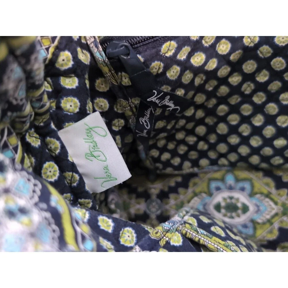 VERA BRADLEY GREEN & BLUE  EXPANDABLE SIDE TIE PURSE BAG TOTE